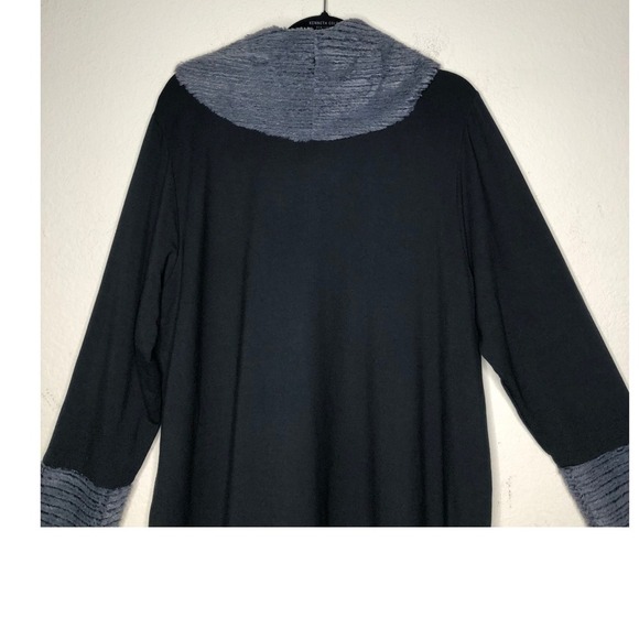 NWT Soft Surroundings Black Kindling Top Cowl Neck Gray Faux Fur Trim 1X Cozy - Picture 14 of 16
